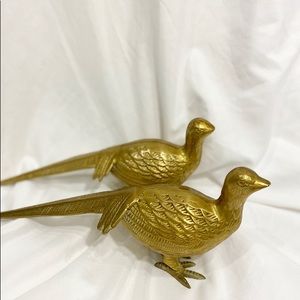 Set of Two - Solid Brass Pigeons, Pheasant